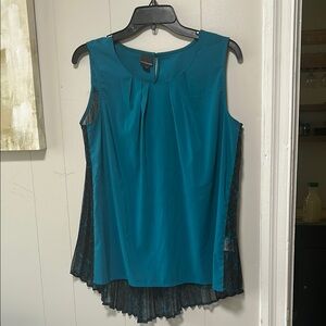 Covington Teal and Black Sleeveless Blouse